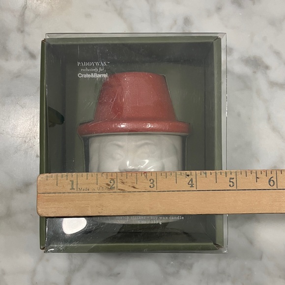 Paddywax Crate & Barrel Santa soy wax Candle with Red Hat match holder 4oz NWT - Picture 11 of 12